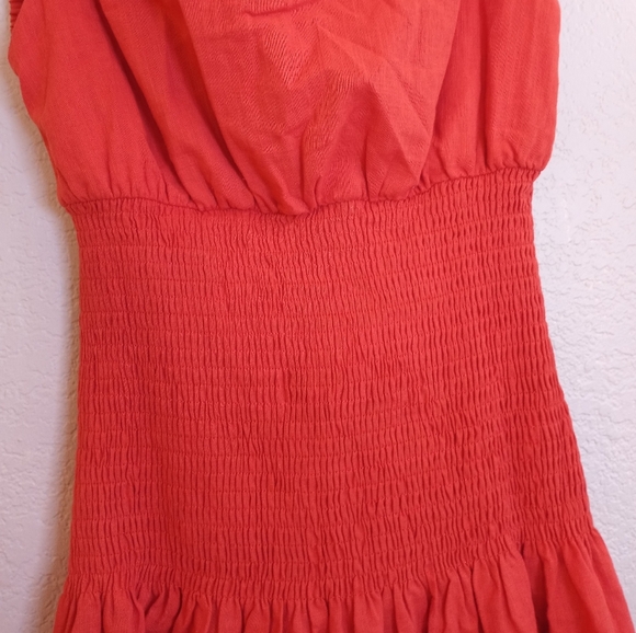 Reverse NWT Square Neck Backless Rust Orange Smocked Waist Bohemian Apron Dress - Picture 3 of 9